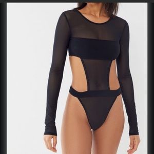 black long sleeve mesh body suit